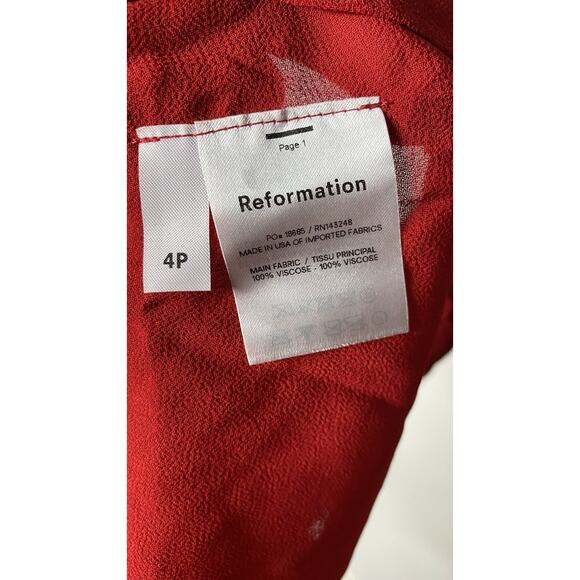 Reformation Christine Mini Dress Women's 4P Petite Red Tie Strap Ruffle Short - Picture 7 of 8